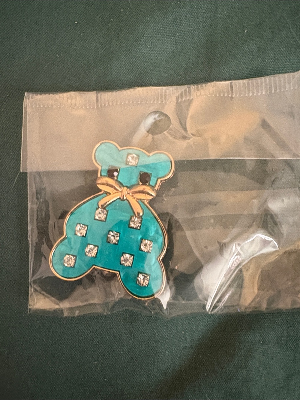 Turquoise Teddy Bear Crystal Accent Brooch - Women's Jewelry